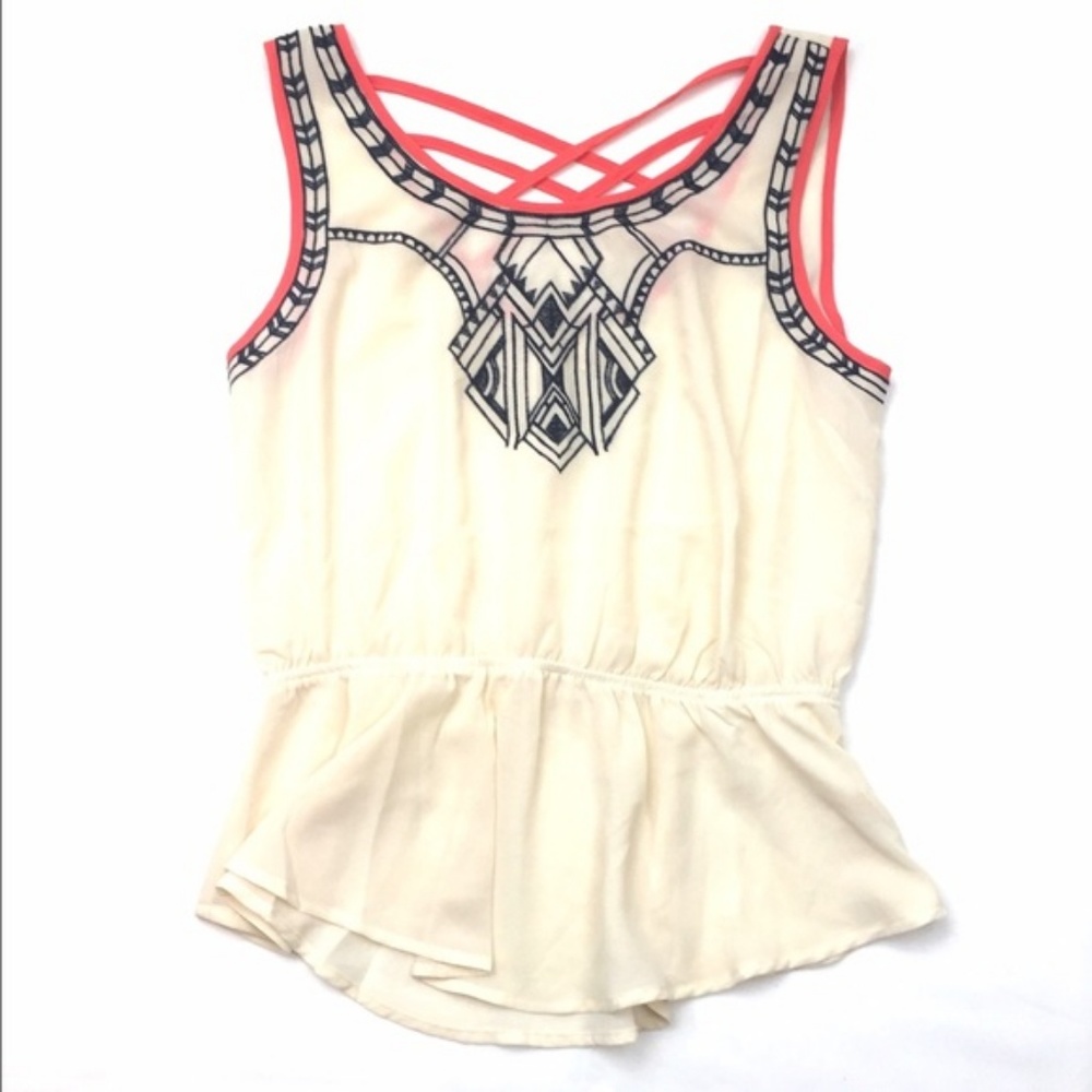 Sheer cream peplum top
